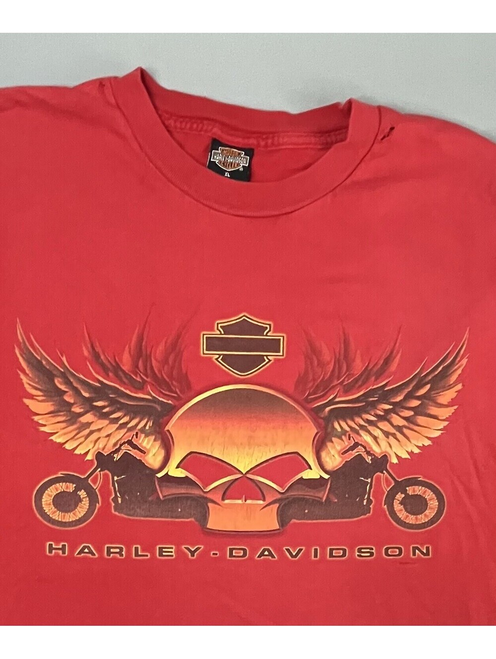 Harley Davidson Red Sunset Winged Skull Chippewa Falls WI